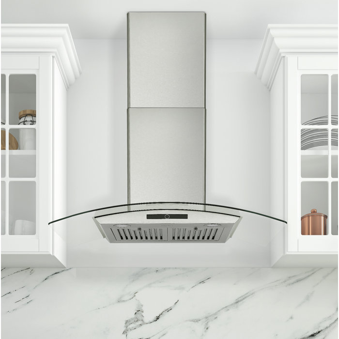 Ancona 36 in. Convertible Stainless Steel Wall Mount Glass Canopy Range Hood & Reviews Wayfair